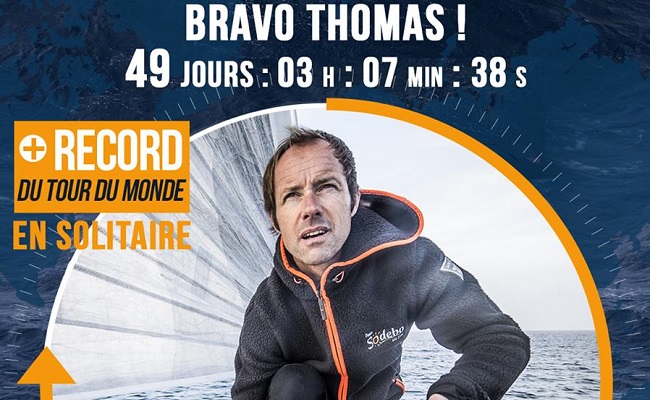 Le record du monde en solitaire à la voile battu par Coville en 2016.