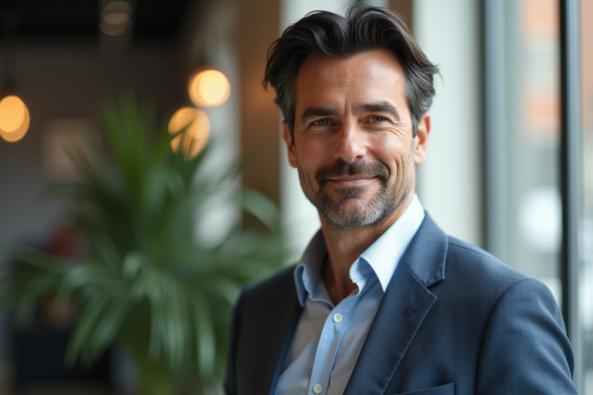 Homme charismatique d age moyen en portrait naturel
