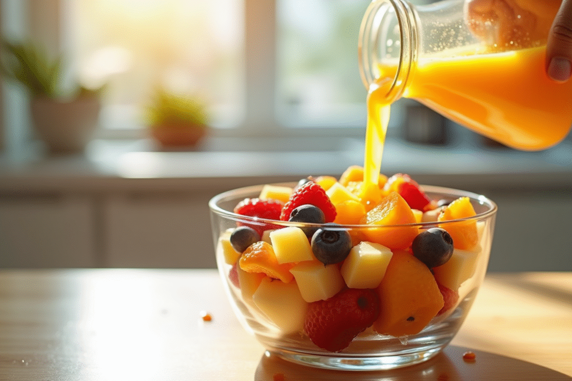 Salade de fruits colorée dans un bol lumineux