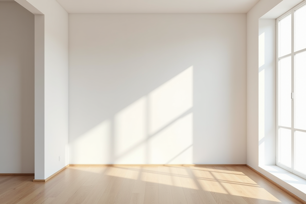 Appartement vide avec murs blancs et sol en bois
