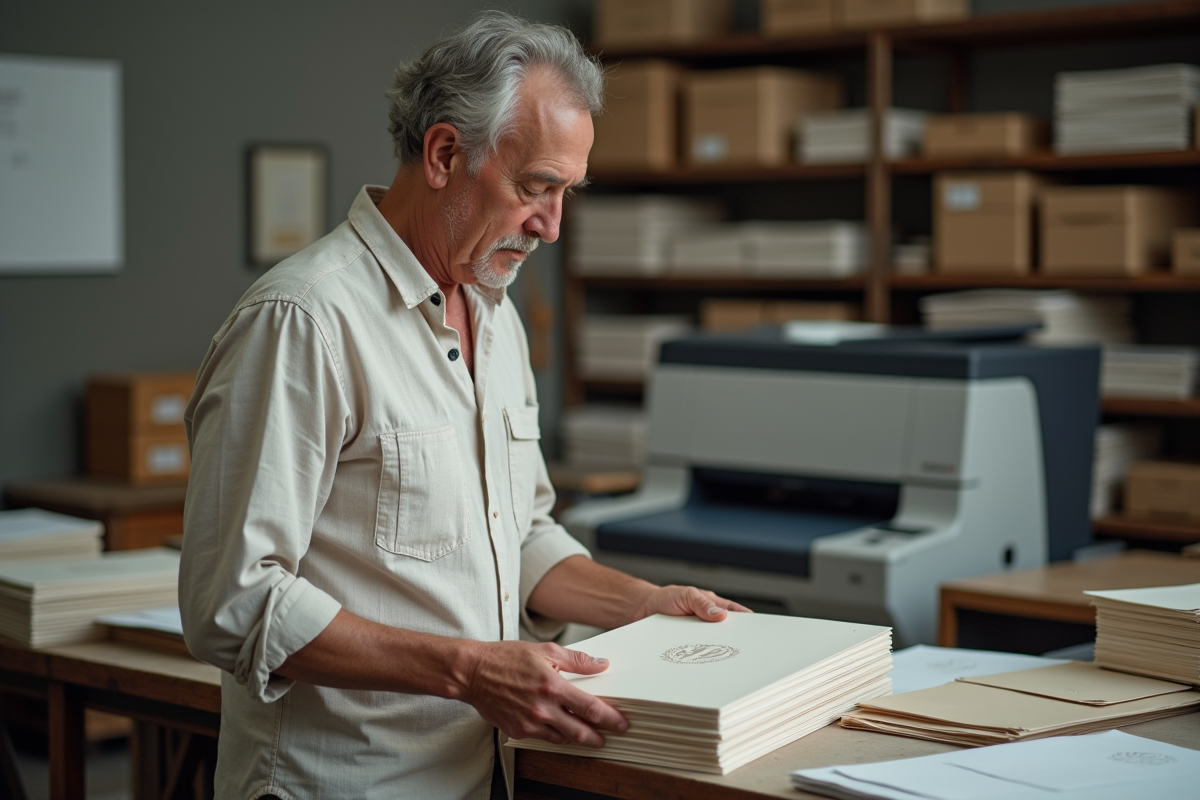 Homme examinant des dossiers d