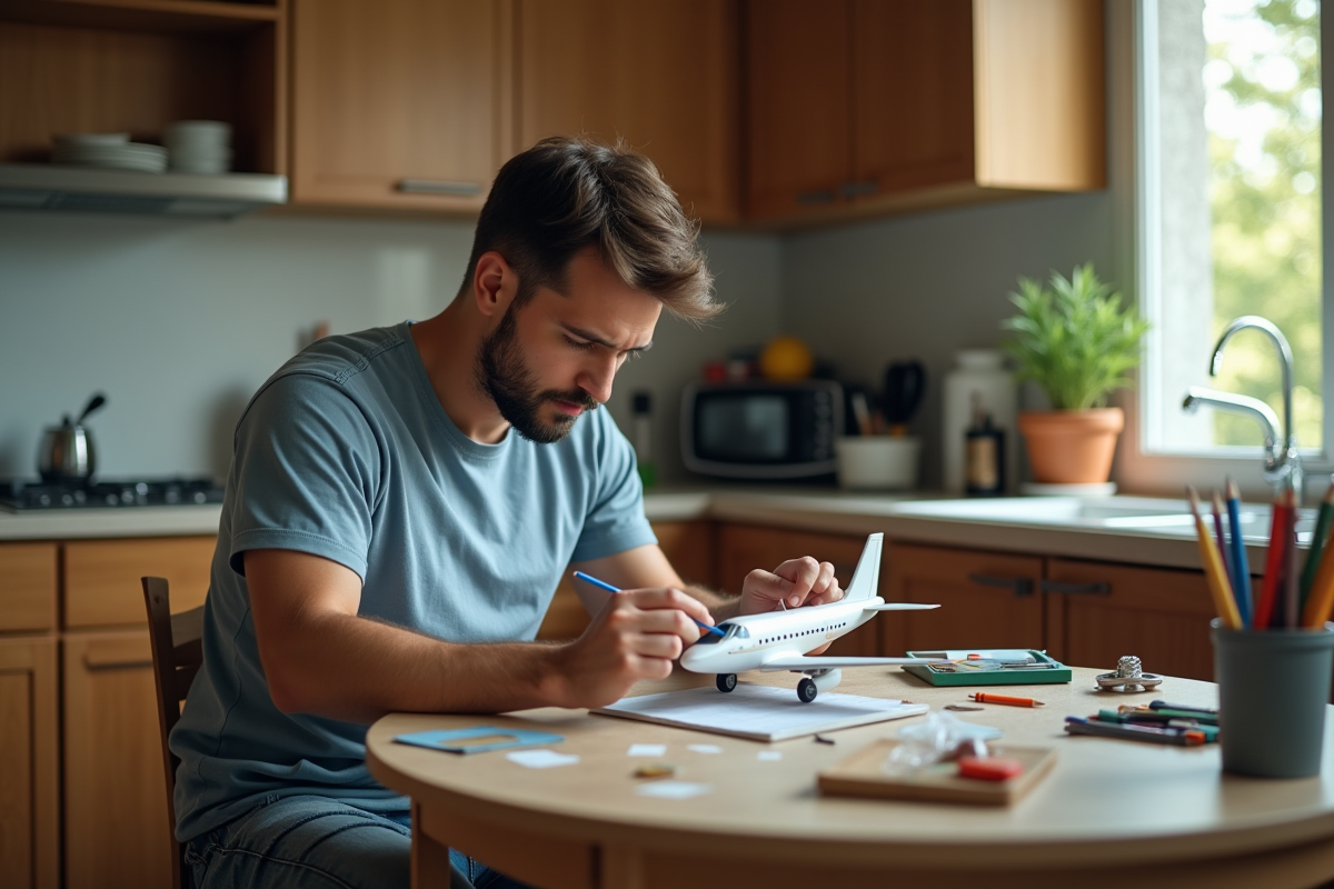 Jeune homme peignant un modèle d