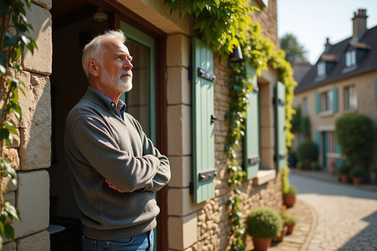 Homme âgé dans la porte d