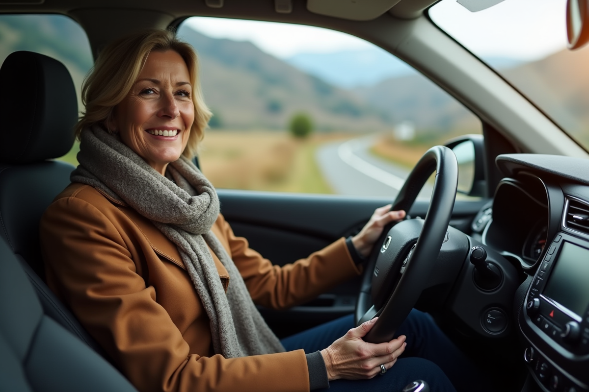 Femme confiante au volant d