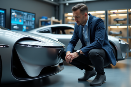 Ingénieur automobile étudie un prototype électrique moderne