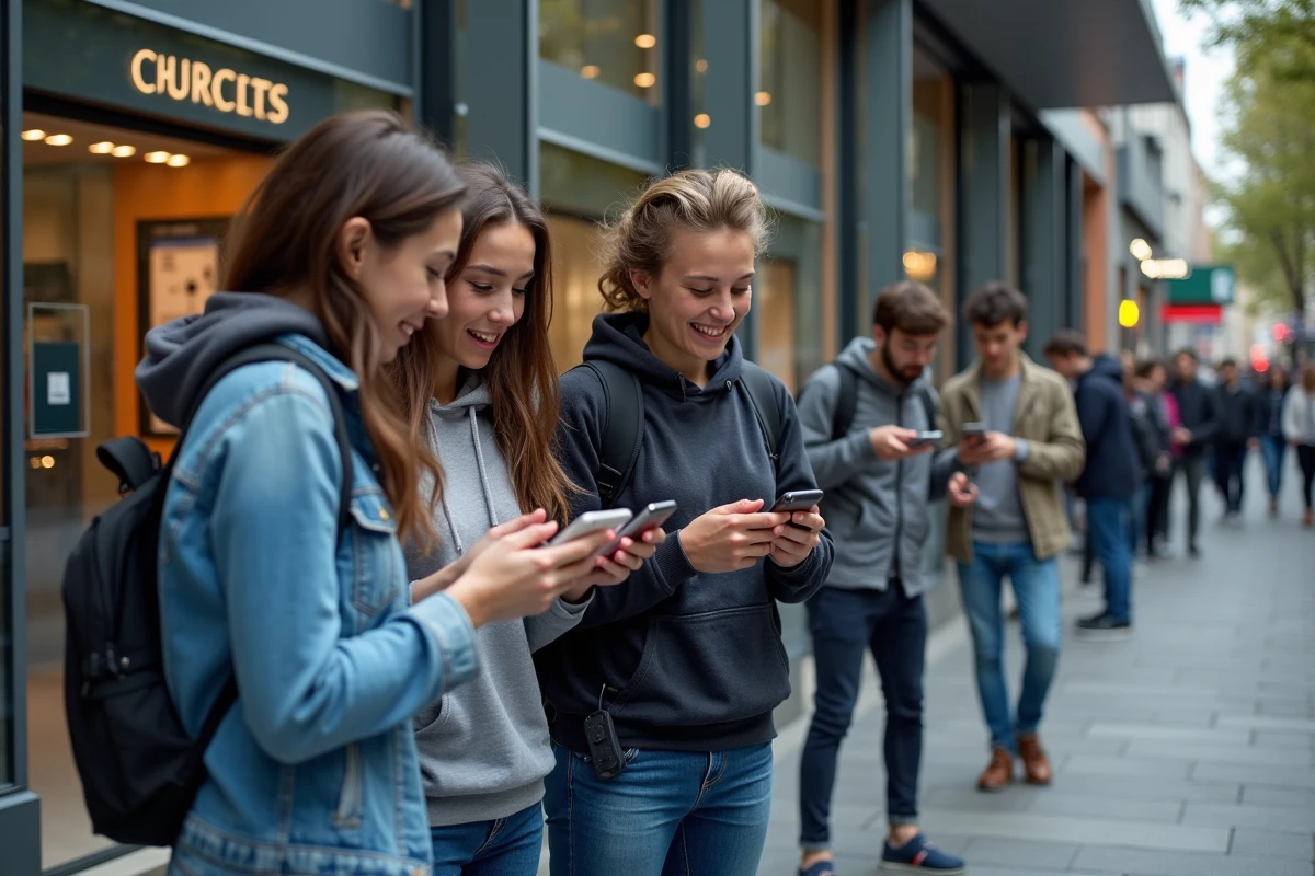 Groupe de jeunes adultes devant le théâtre à Lyon