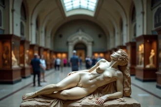 Sculpture en marbre antique de la déesse Gaïa dans un musée de mythologie grecque