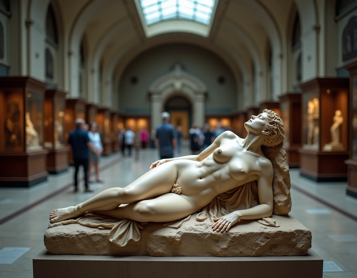 Sculpture en marbre antique de la déesse Gaïa dans un musée de mythologie grecque