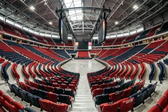 Vue panoramique du plan de salle de l'Accor Arena Paris avec les différentes catégories de places visibles depuis les gradins supérieurs