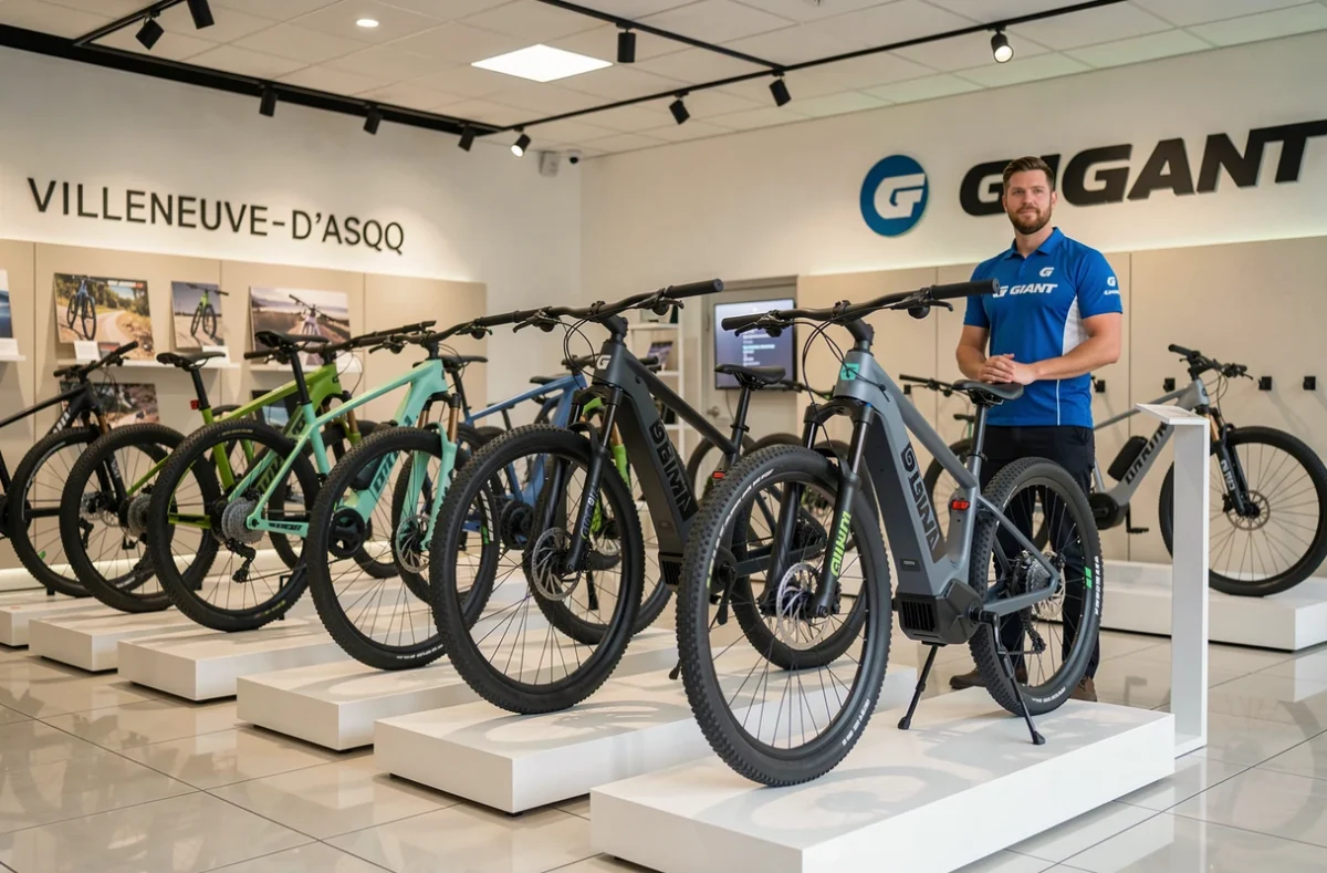 Magasin Giant à Villeneuve-d'Ascq avec exposition de vélos électriques de la marque